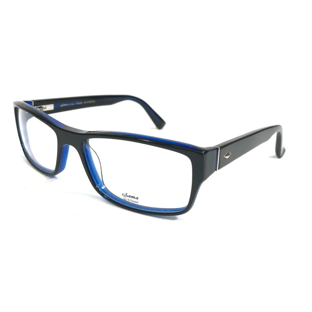 Sama Eyeglasses Frames Strada BLK/DENIM Black Clear Blue Full Rim 57-17-135
